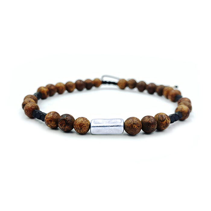 Χειροποίητο ανδρικό βραχιόλι Καφέ Αχάτης και Αιματίτης – Ο λίθος της δύναμης και της πίστης