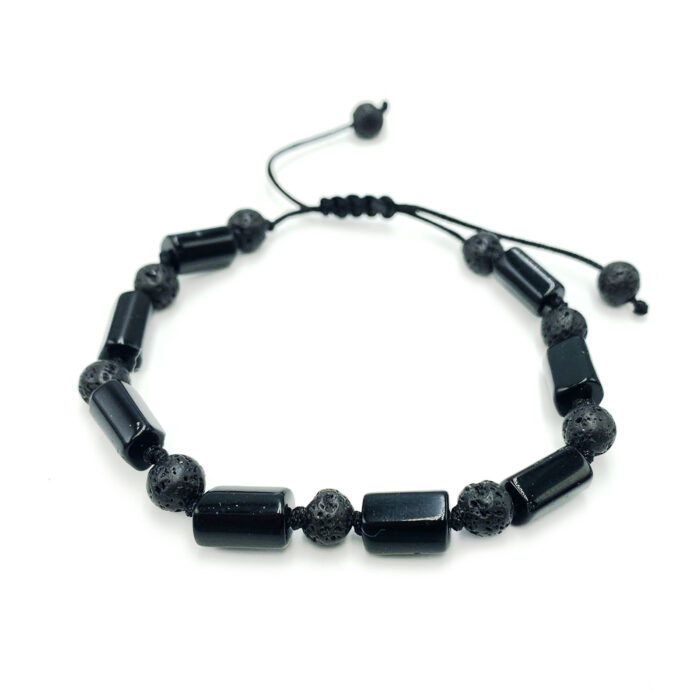 Χειροποίητο βραχιόλι Macrame με Μαύρη Τουρμαλίνη και Λάβα  – Οι λίθοι της προστασίας και της αλλαγής