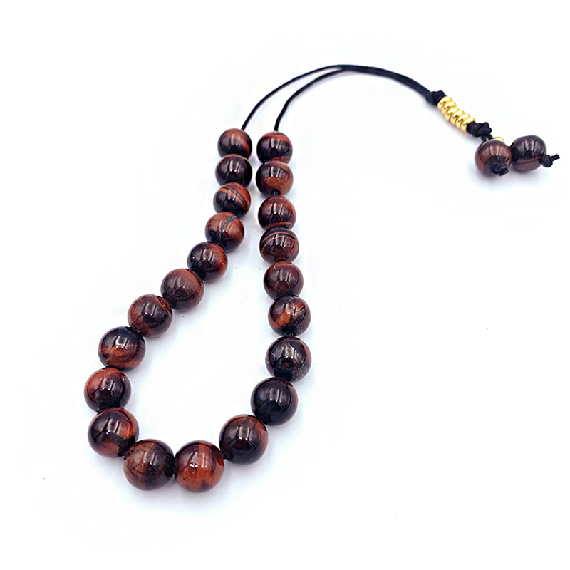 Χειροποίητο κομπολόι με Κόκκινο Μάτι της Τίγρης– Ο λίθος της δύναμης