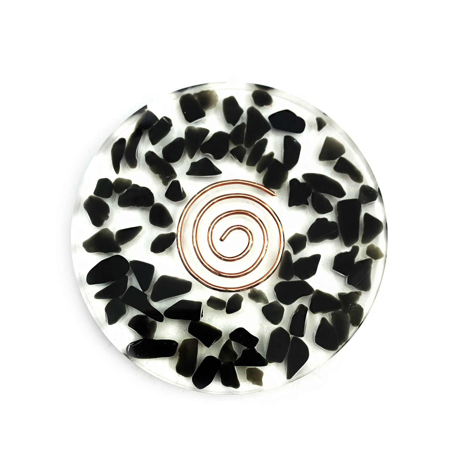 Χειροποίητο σουβέρ (sous-verre) Μαύρη Τουρμαλίνη με σπείρα χαλκού - Image 2