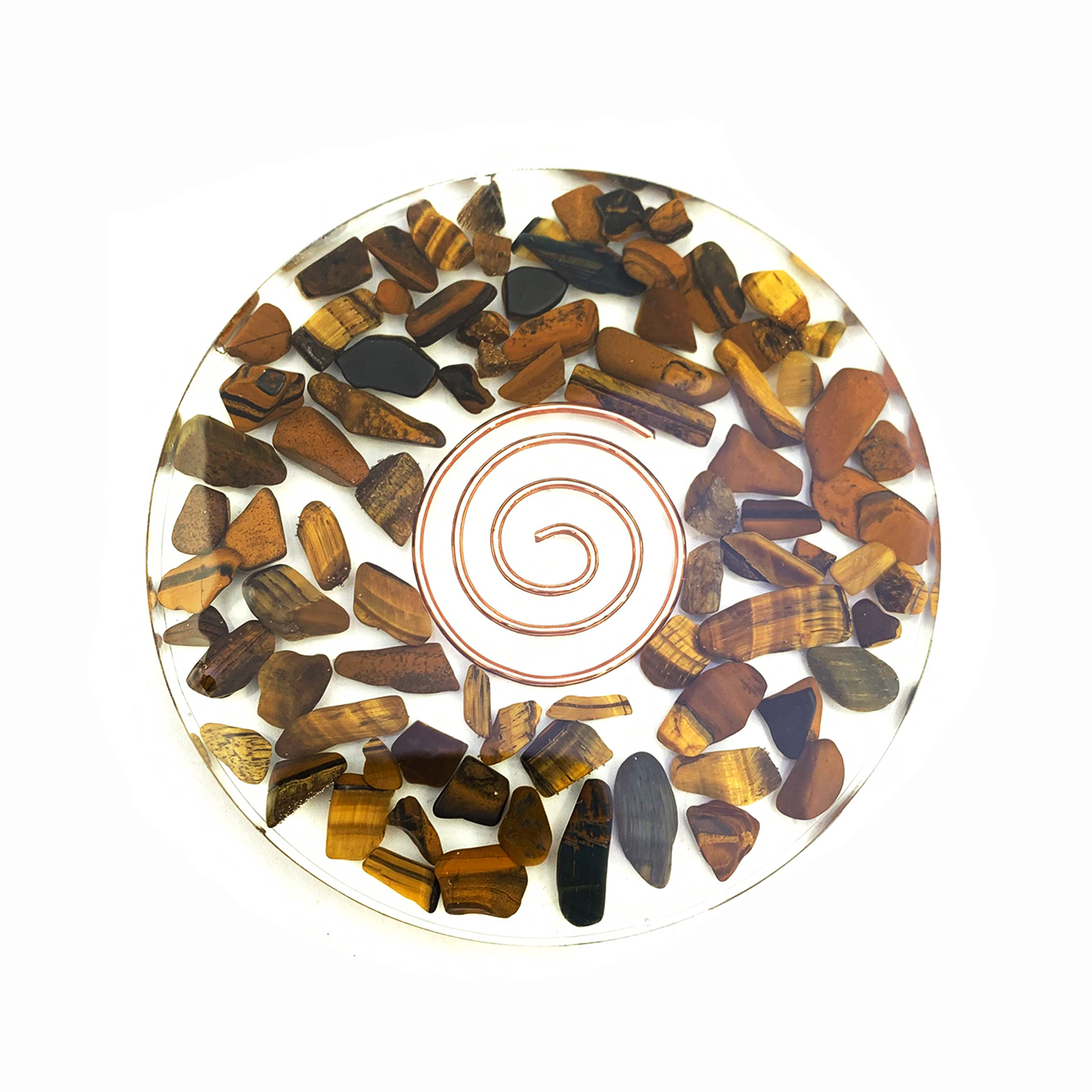 Χειροποίητο σουβέρ (sous-verre) Μάτι της Τίγρης με σπείρα χαλκού - Image 2