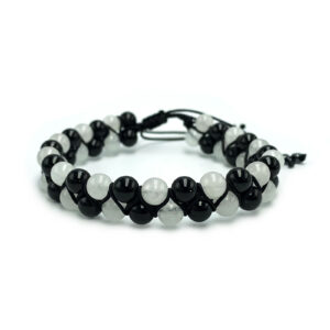 Χειροποίητο Βραχιόλι Macrame - 4 συνδυασμοί ενεργειακών λίθων - Μαύρη Τουρμαλίνη & Λευκός Χαλαζίας