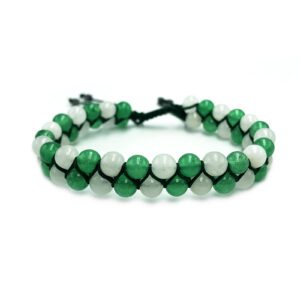 Χειροποίητο Βραχιόλι Macrame - 4 συνδυασμοί ενεργειακών λίθων - Πράσινη Αβεντουρίνη & Λευκός Χαλαζίας