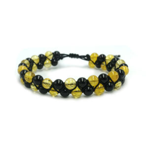 Χειροποίητο Βραχιόλι Macrame - 4 συνδυασμοί ενεργειακών λίθων - Κιτρίνης & Μαύρη Τουρμαλίνη