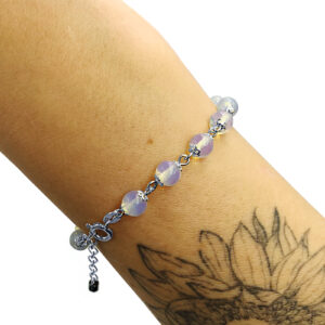 Χειροποίητο ασημένιο βραχιόλι με Φεγγαρόπετρα (Moonstone) 6mm – Ο λίθος της διαίσθησης