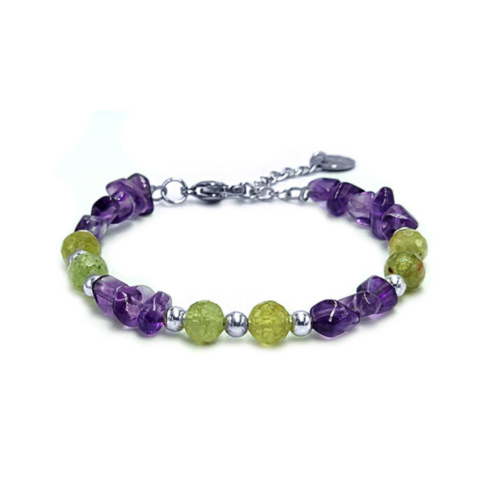 Χειροποίητο βραχιόλι Αμέθυστος και Πράσινος Γρανάτης (Ουβαροβίτης)