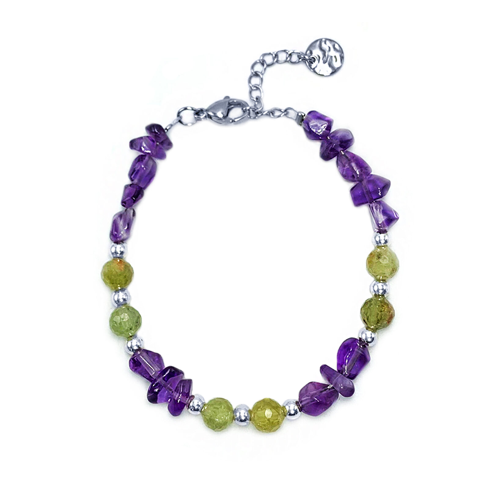 Χειροποίητο βραχιόλι Αμέθυστος και Πράσινος Γρανάτης (Ουβαροβίτης) - Image 3
