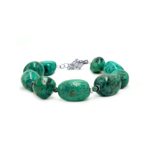 Χειροποίητο βραχιόλι Αφρικάνικο Τιρκουάζ (African Turquoise) βότσαλο – Ο λίθος της αφύπνισης