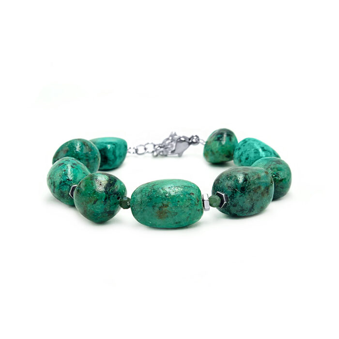 Χειροποίητο βραχιόλι Αφρικάνικο Τιρκουάζ (African Turquoise) βότσαλο – Ο λίθος της αφύπνισης