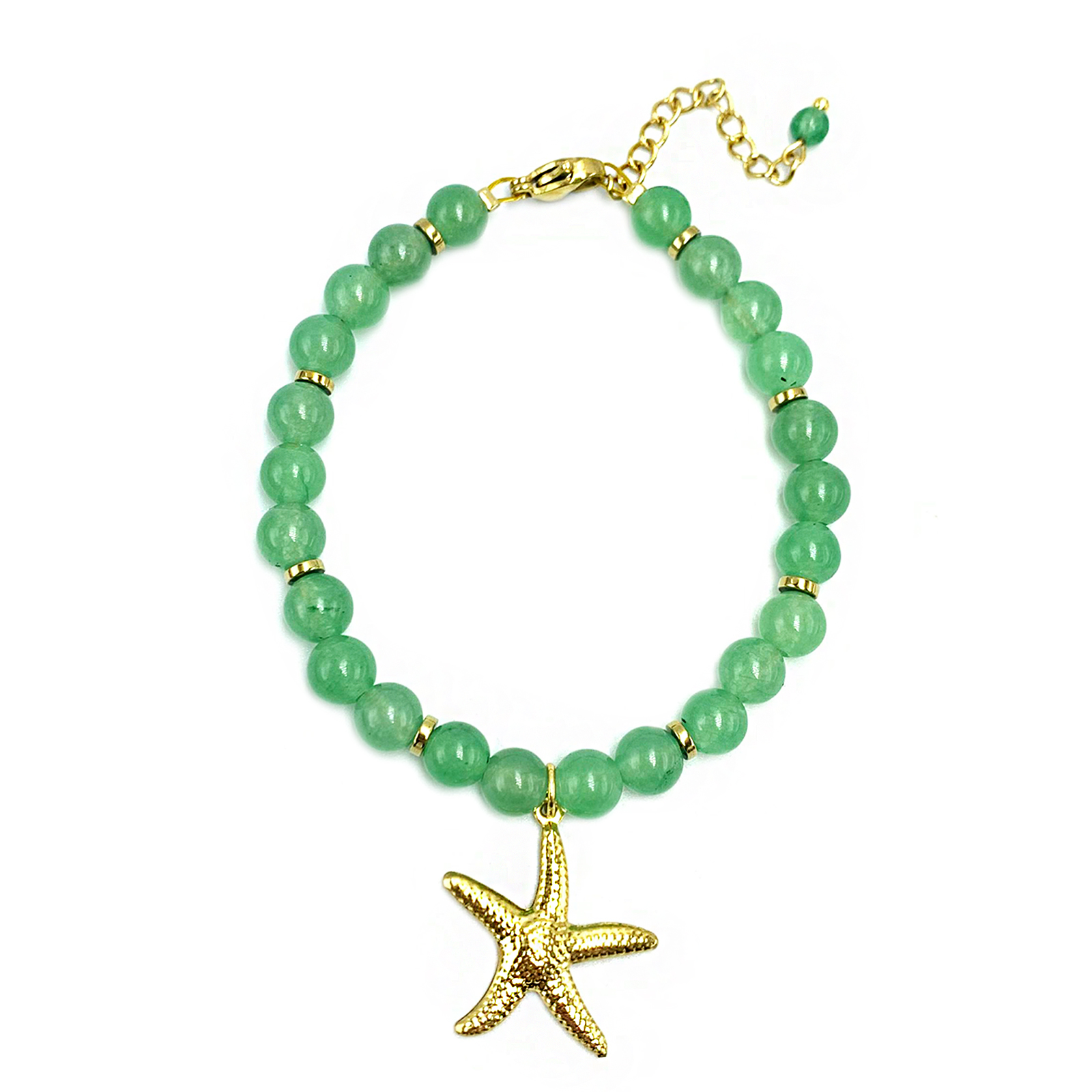 Χειροποίητο βραχιόλι (αστερίας) Πράσινη Αβεντουρίνη – Ο λίθος της τύχης - Image 2