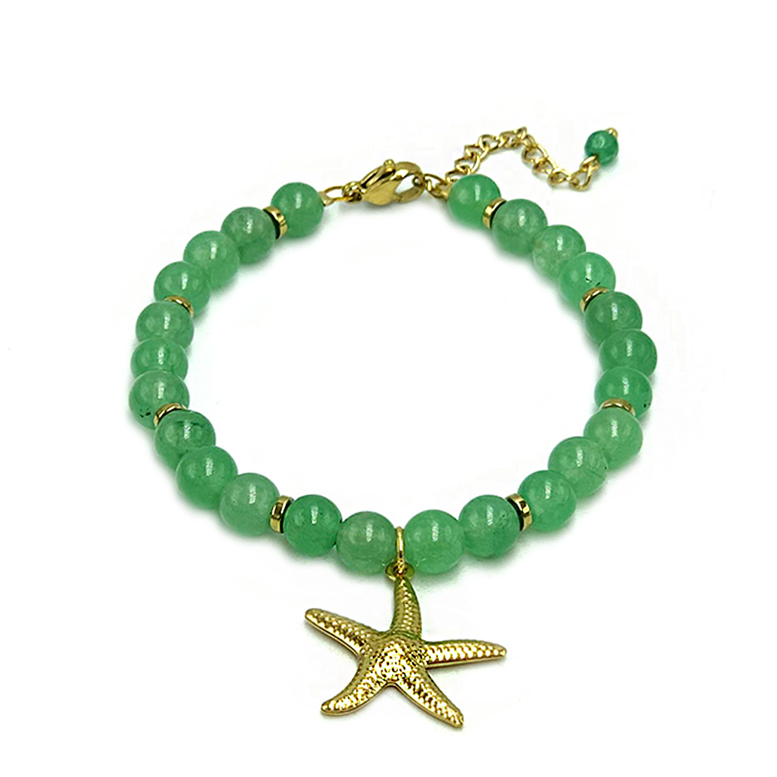 Χειροποίητο βραχιόλι (αστερίας) Πράσινη Αβεντουρίνη – Ο λίθος της τύχης