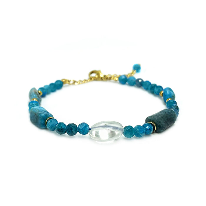 Χειροποίητο βραχιόλι Μπλε Απατίτης και Λευκός Χαλαζίας