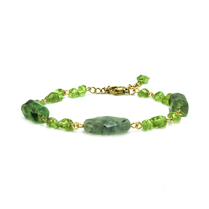 Χειροποίητο βραχιόλι Πρενίτης και Περίδοτο (Peridot)
