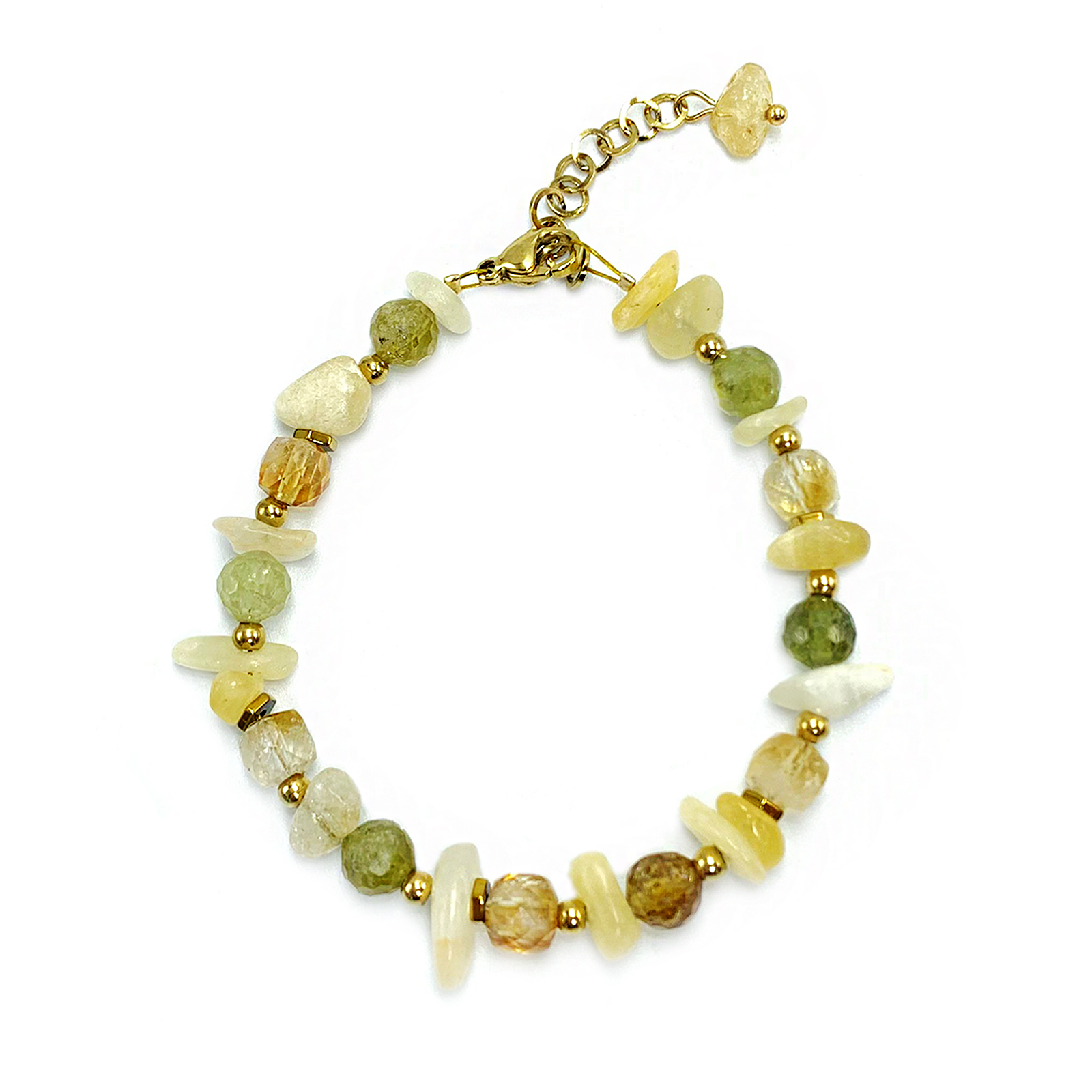 Χειροποίητο βραχιόλι Κιτρίνης (Citrine) και Πράσινος Γρανάτης (Ουβαροβίτης) - Image 3