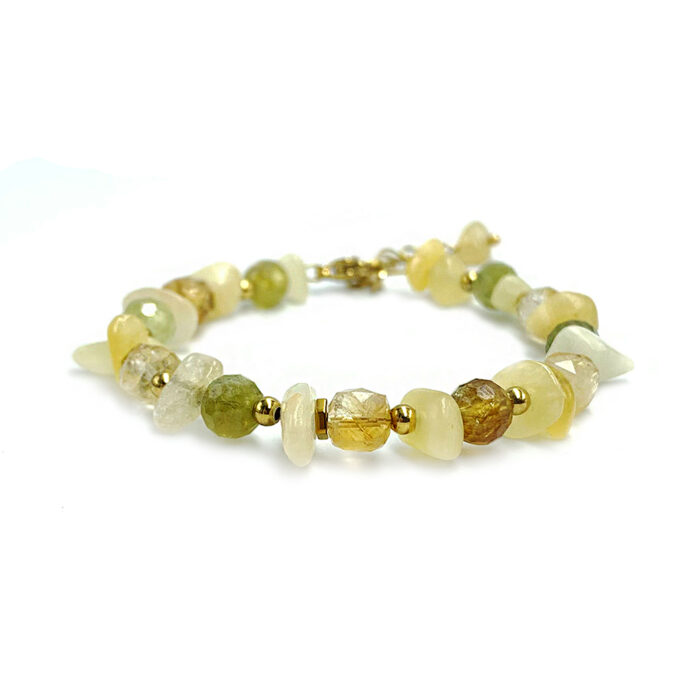 Χειροποίητο βραχιόλι Κιτρίνης (Citrine) και Πράσινος Γρανάτης (Ουβαροβίτης)