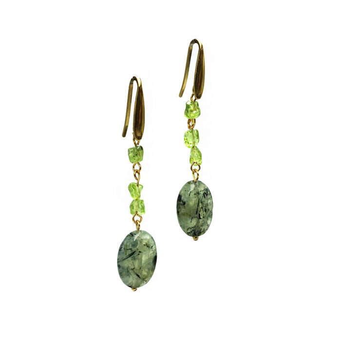 Χειροποίητα σκουλαρίκια Πρενίτης και Περίδοτο (Peridot)