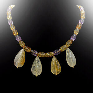 Χειροποίητο κολιέ Κιτρίνης (Citrine) και Αμέθυστος