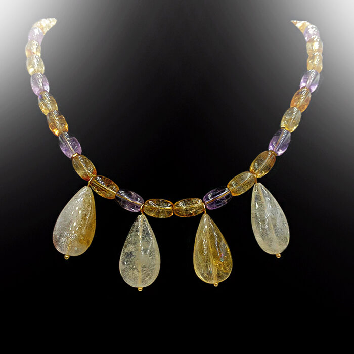 Χειροποίητο κολιέ Κιτρίνης (Citrine) και Αμέθυστος