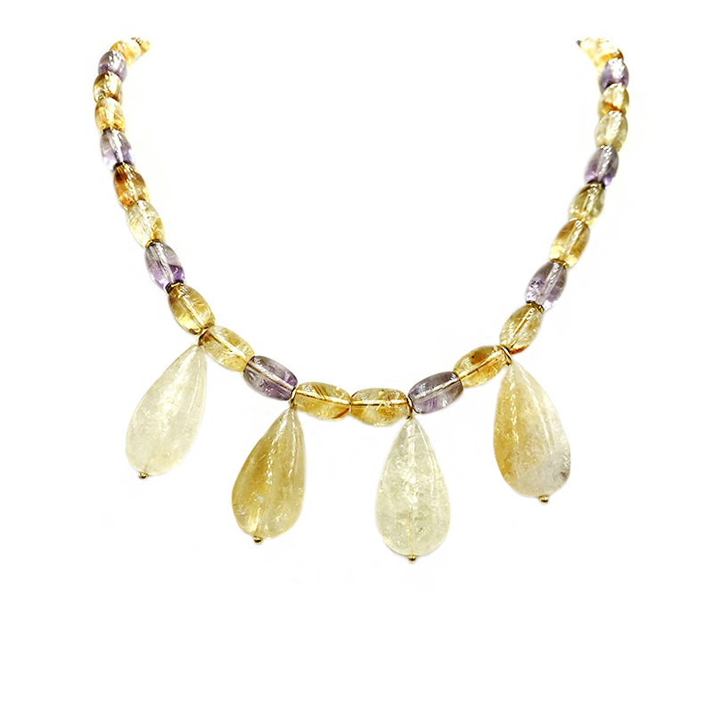 Χειροποίητο κολιέ Κιτρίνης (Citrine) και Αμέθυστος - Image 2