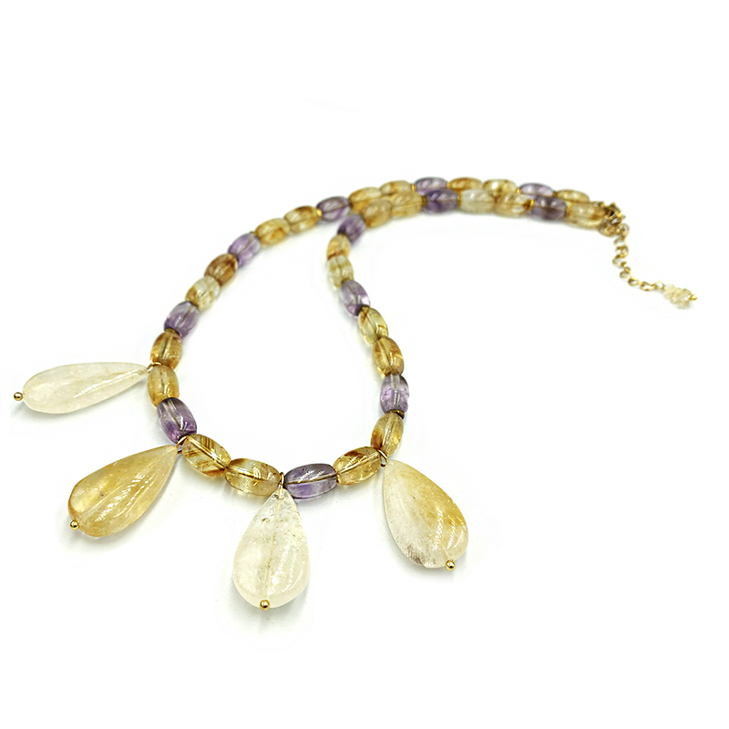 Χειροποίητο κολιέ Κιτρίνης (Citrine) και Αμέθυστος - Image 3