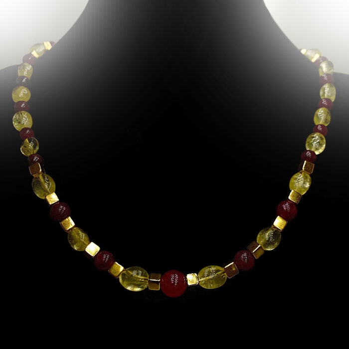 Χειροποίητο κολιέ Κιτρίνης και Γρανάτης