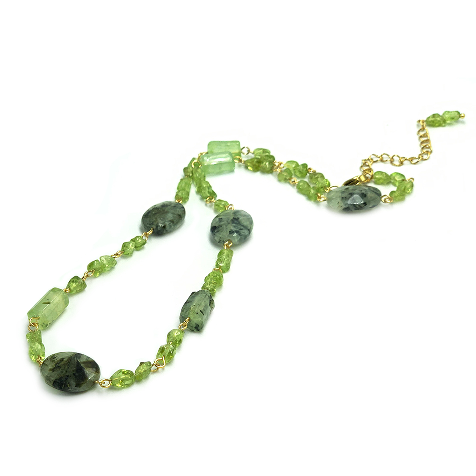 Χειροποίητο κολιέ Πρενίτης και Περίδοτο (Peridot) - Image 2