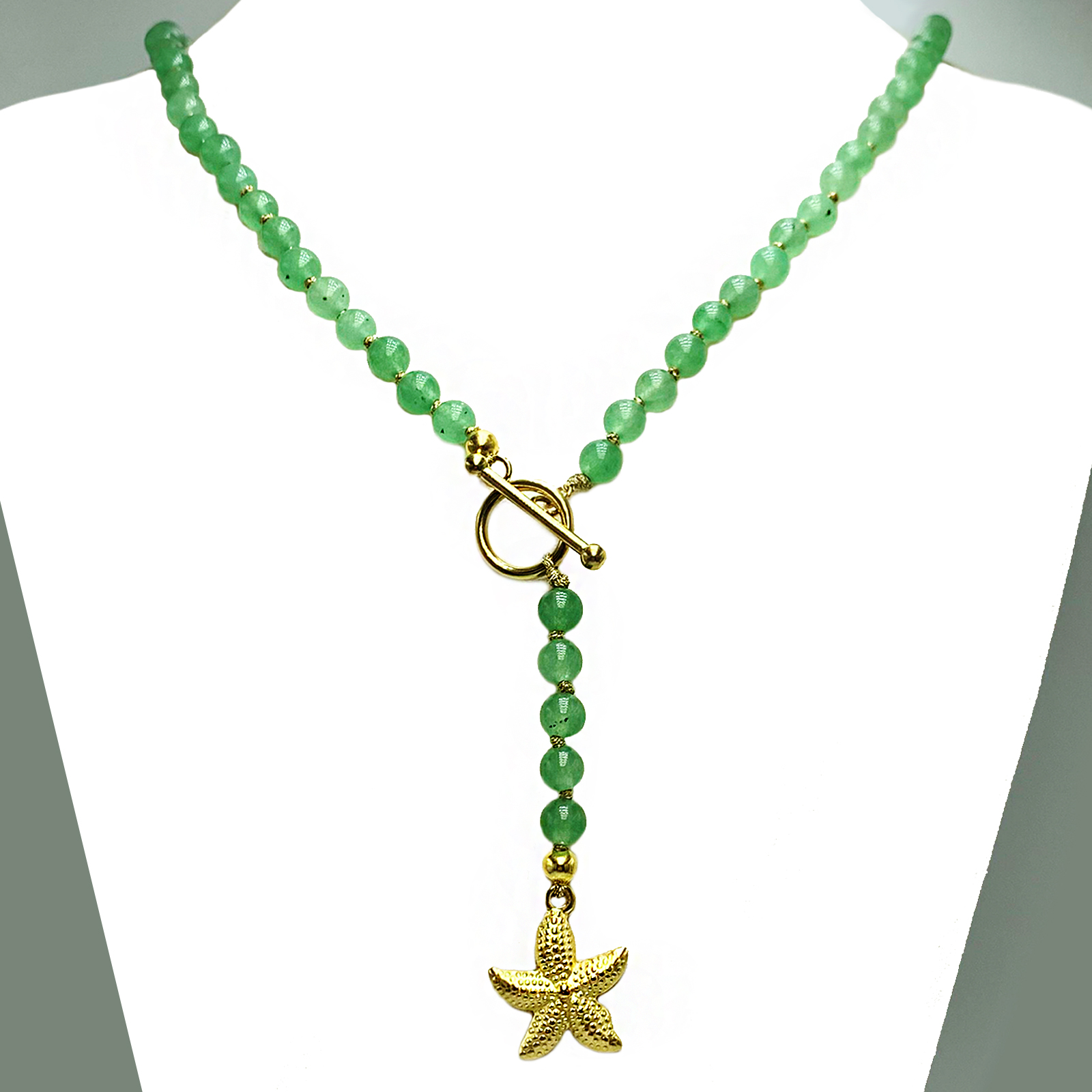 Χειροποίητο κολιε (αστερίας) Πράσινη Αβεντουρίνη – Ο λίθος της τύχης - Image 2