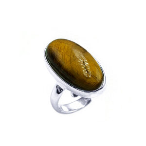 Χειροποίητο ασημένιο δαχτυλίδι Μάτι της Τίγρης (οβάλ-καπουσόν) – Ο λίθος κατά της αρνητικότητας