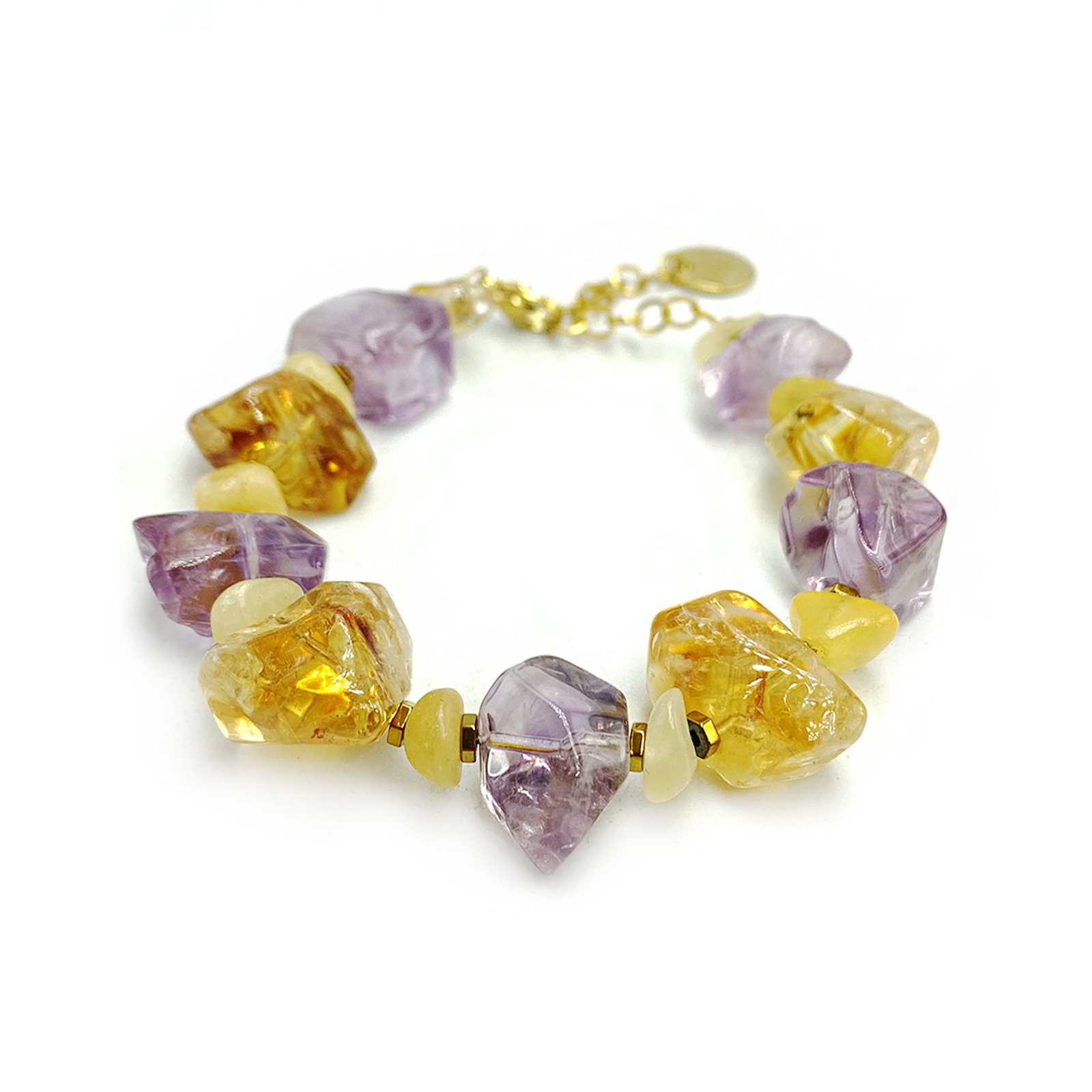 Χειροποίητο βραχιόλι Αμέθυστος – Κιτρίνης (Citrine) – Αιματίτης