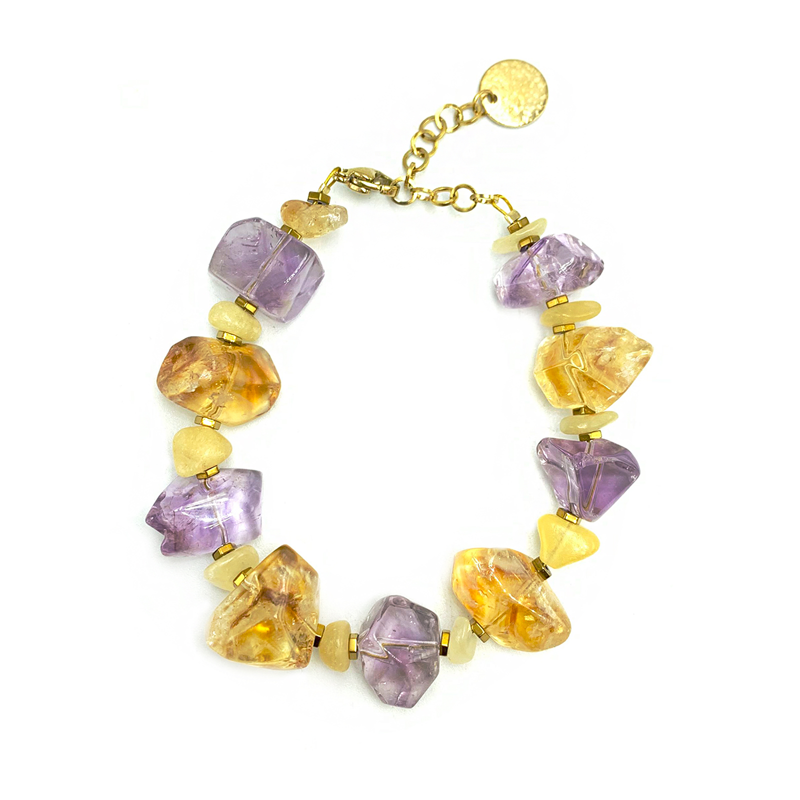 Χειροποίητο βραχιόλι Αμέθυστος – Κιτρίνης (Citrine) – Αιματίτης - Image 3