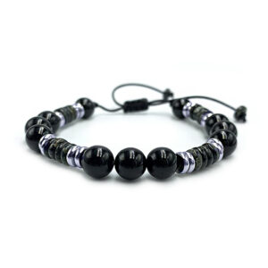 Χειροποίητο Ανδρικό Βραχιόλι Macrame Μαύρος Όνυχας – Ο λίθος της αντοχής και της επιμονής